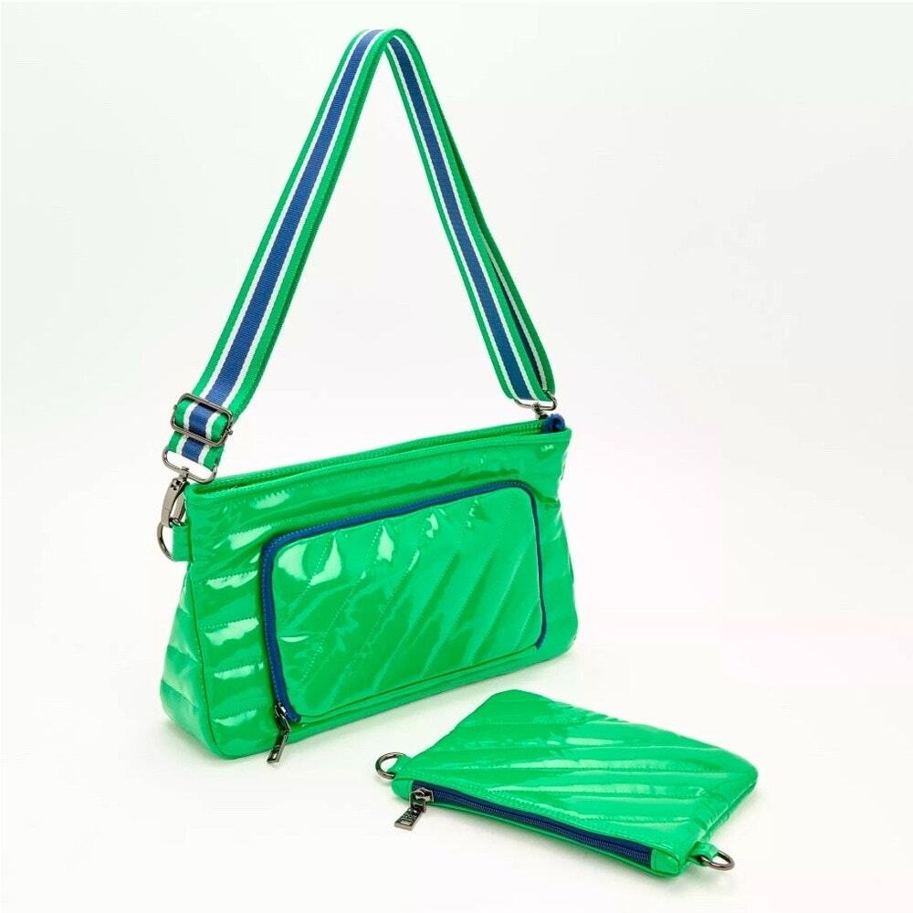 Think Royln Green Puffer Crossbody Bag w/ Pouch RFID Protected NWT